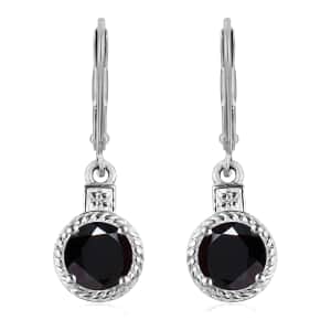 Thai Black Spinel and Zircon Earrings in Sterling Silver with Stainless Steel Lever Back 3.35 ctw