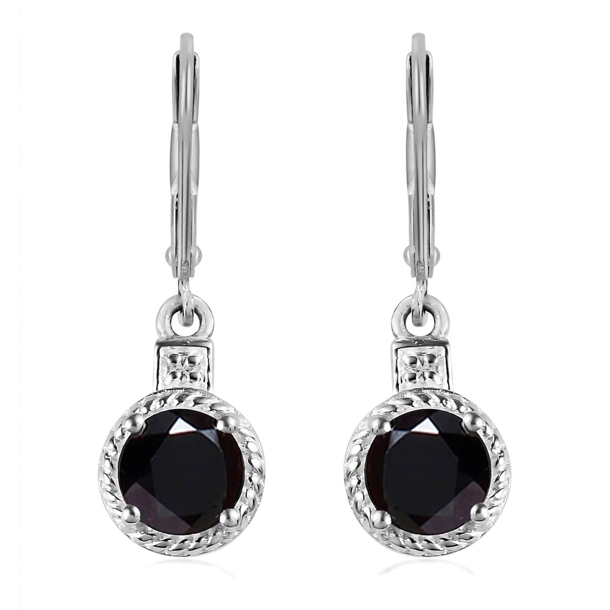 Thai Black Spinel and Zircon Earrings in Sterling Silver with Stainless Steel Lever Back 3.35 ctw image number 0