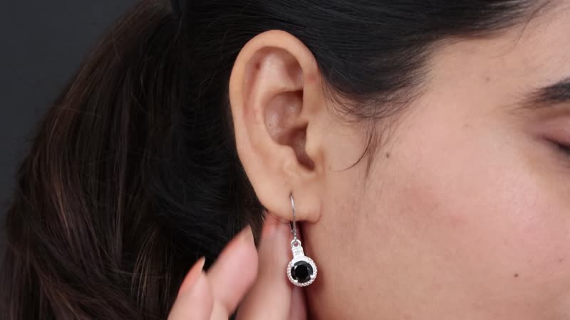 2.65 ctw Natural Thai Black Spinel and Cambodian Zircon Earrings in Stainless Steel and Sterling Silver