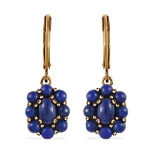 Karis Lapis Lazuli Lever Back Floral Earrings in 18K Yellow Gold Plated 4.00 ctw