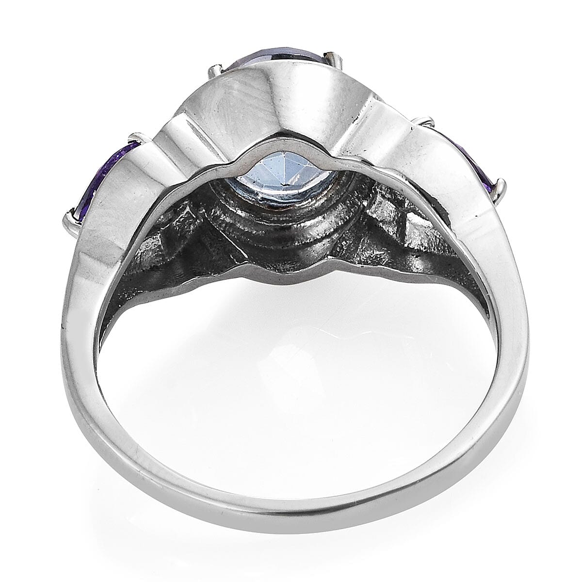 Odyssey Tanzanite Quartz and Simulated Purple Diamond Ring in Stainless Steel (Size 5) 3.35 ctw