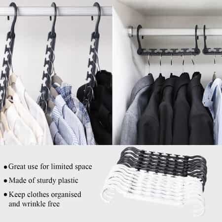 6PCS Black Space Saving Hangers, Smart Closet Organizer Space
