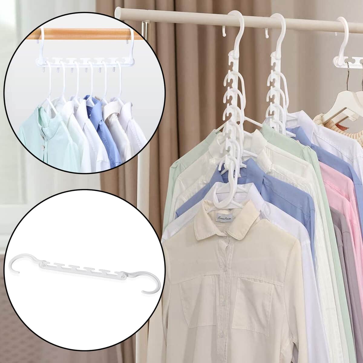 Set of 8 Space Saving Hangers -White (Holds up to 30 lbs) image number 1
