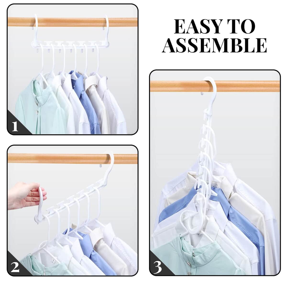 Set of 8 Space Saving Hangers -White (Holds up to 30 lbs) image number 3