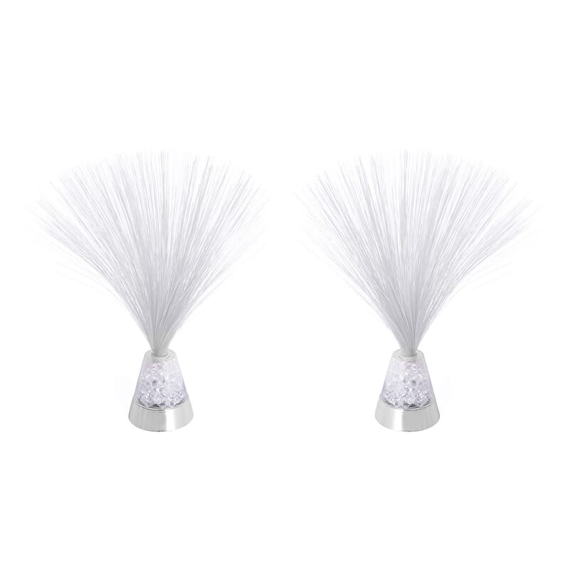 Set of 2 White Mini Fiber Optic Light (3xAAA Batteries Not Included)