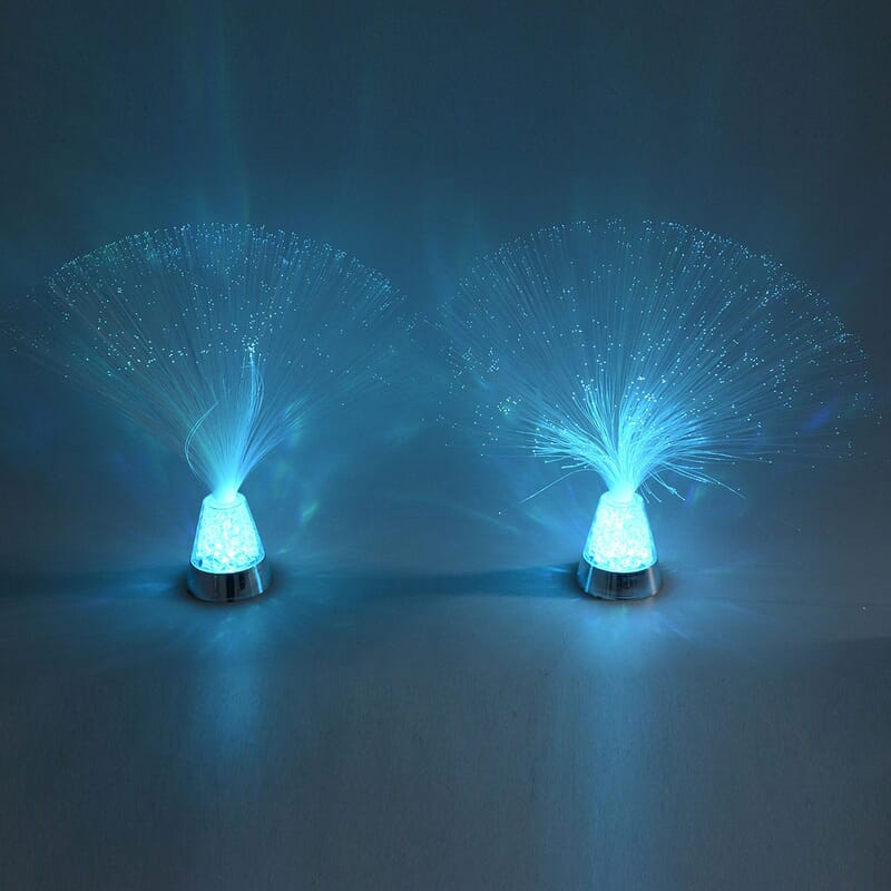 Set of 2 White Mini Fiber Optic Light (3xAAA Batteries Not Included)