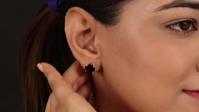 7.60 ctw Natural Thai Black Spinel Earrings in Sterling Silver