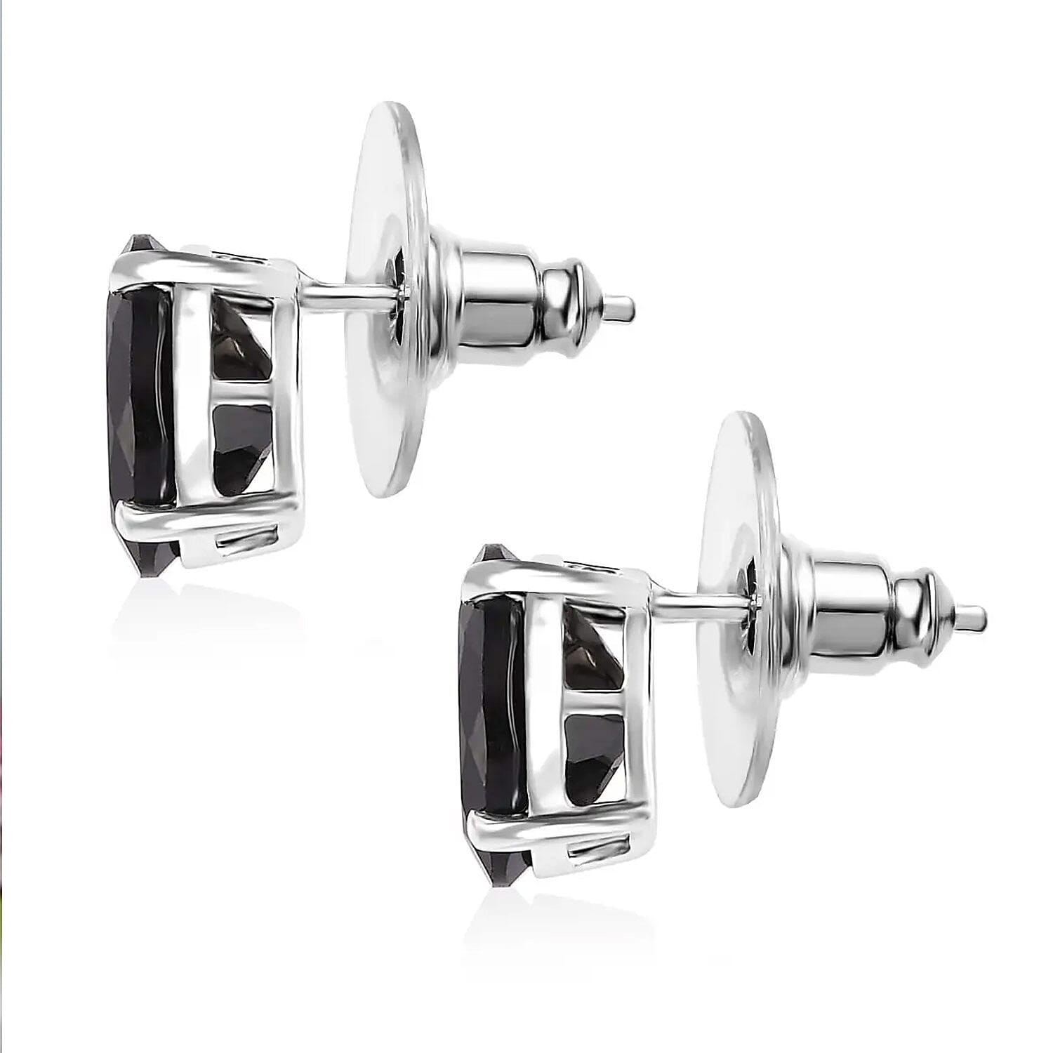 D'Joy Thai Black Spinel 6.25 ctw Stud Earrings in Sterling Silver, Oval Solitaire Earrings, 925 Sterling Silver Earrings For Women