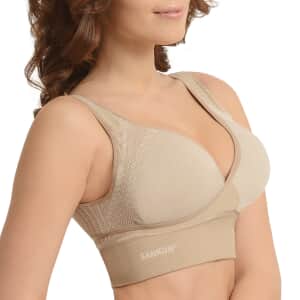 Sankom Patent Beige Wireless Posture Support Bra with Cooling Fibers - XS