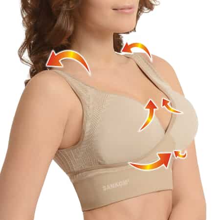 Buy Sankom Patent Beige Wireless Posture Support Bra with Cooling Fibers -  XS at ShopLC.