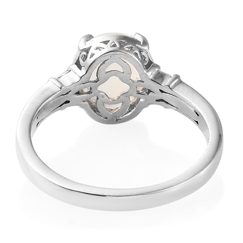 Ethiopian Welo Opal, Diamond (0.18 ct) Ring in Platinum Over Sterling Silver (Size 10.0) 2.33 ctw