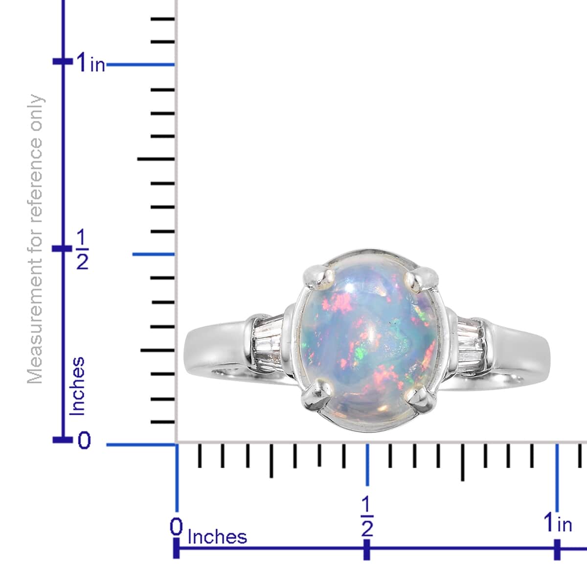 Ethiopian Welo Opal, Diamond (0.18 ct) Ring in Platinum Over Sterling Silver (Size 9.0) 2.33 ctw image number 5