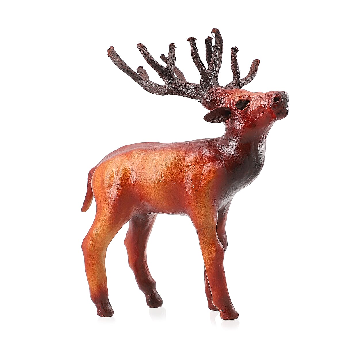 Handcrafted Genuine Leather Reindeer Statue (5x7.5 in) image number 0