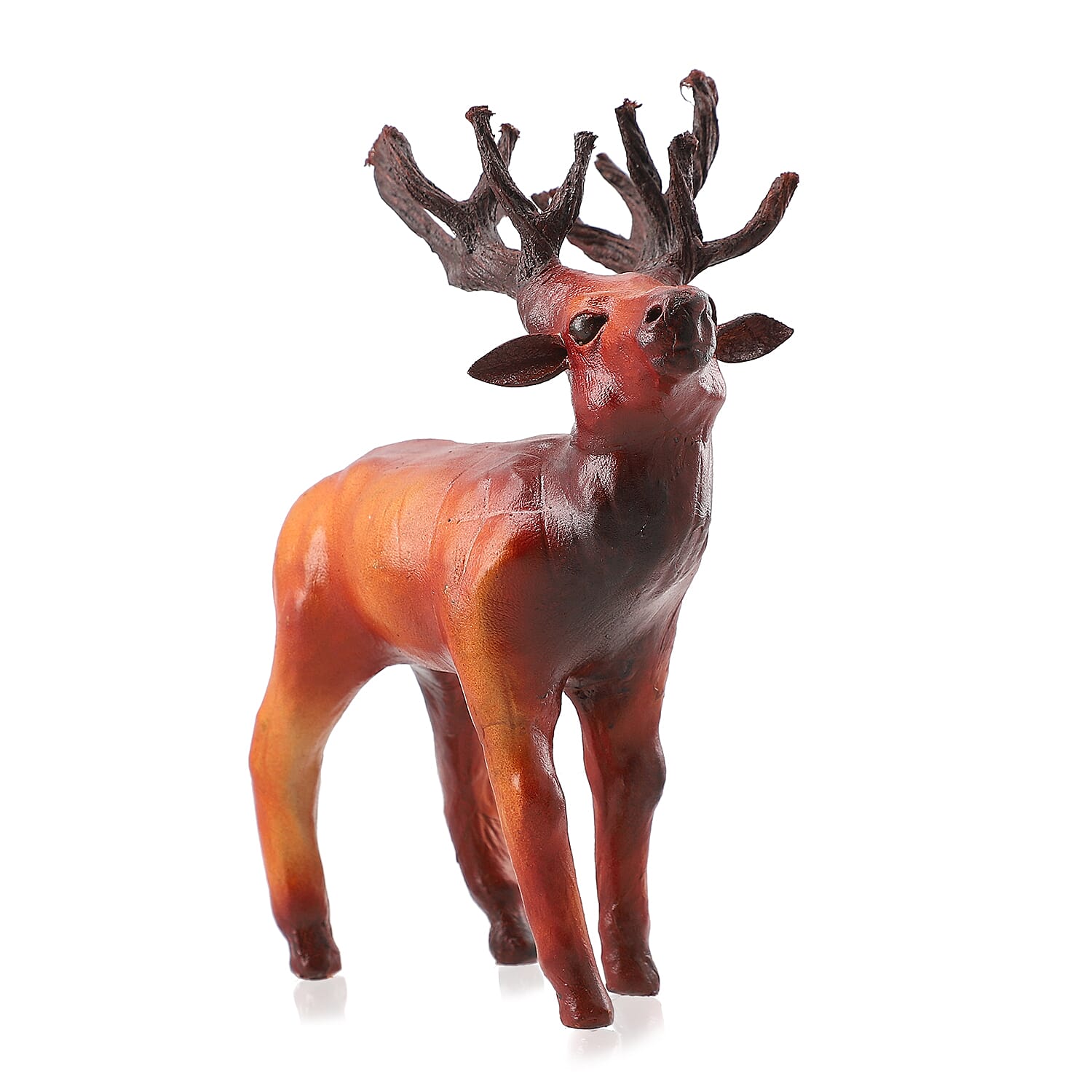 Handcrafted Genuine Leather Reindeer Statue