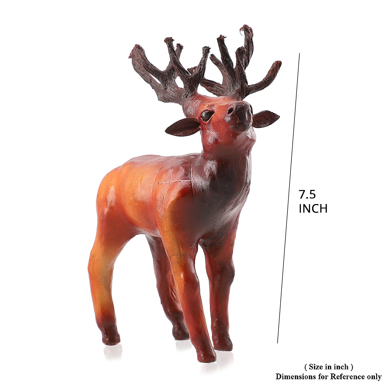 Handcrafted Genuine Leather Reindeer Statue