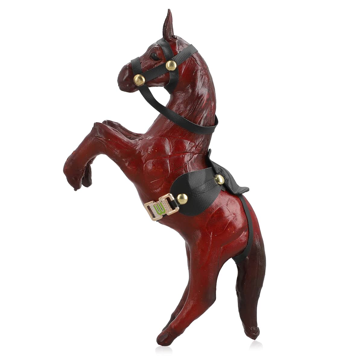 Handcrafted Genuine Leather Horse Statue image number 0