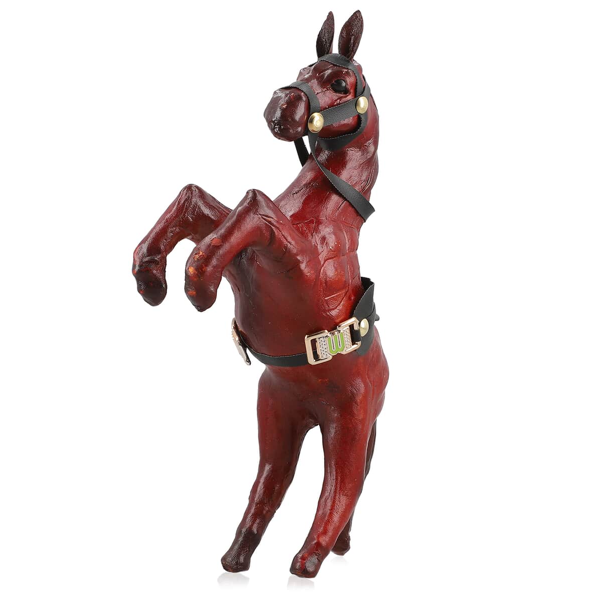 Handcrafted Genuine Leather Horse Statue image number 2