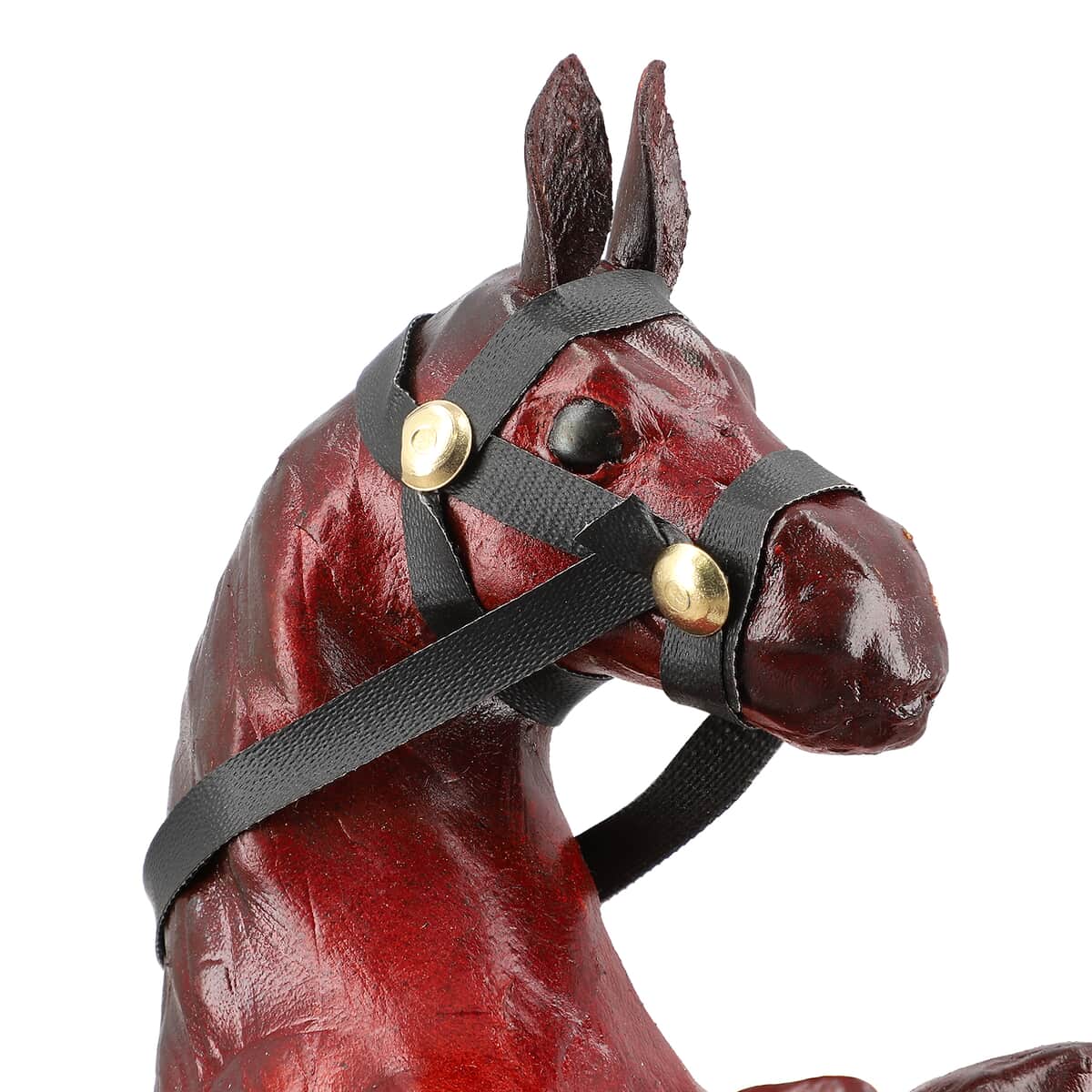 Handcrafted Genuine Leather Horse Statue image number 5