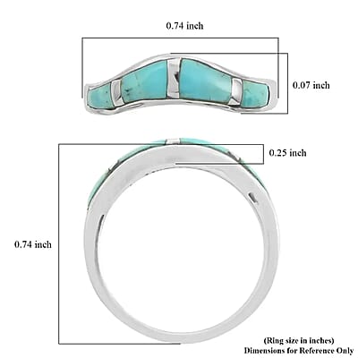 Santa Fe Style Kingman Turquoise Band Ring in Sterling Silver, Boho Western Turquoise Jewelry for Women, Wishbone Engagement Band (Size 9) 1.75 ctw