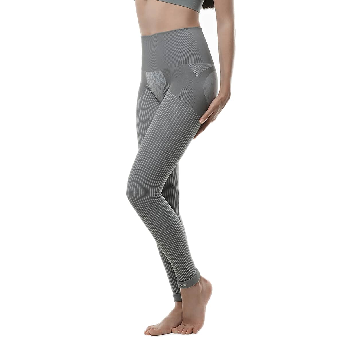 SANKOM Patent Gray Posture And Shaper Leggings For Women With Bamboo Fibers - M/L image number 4