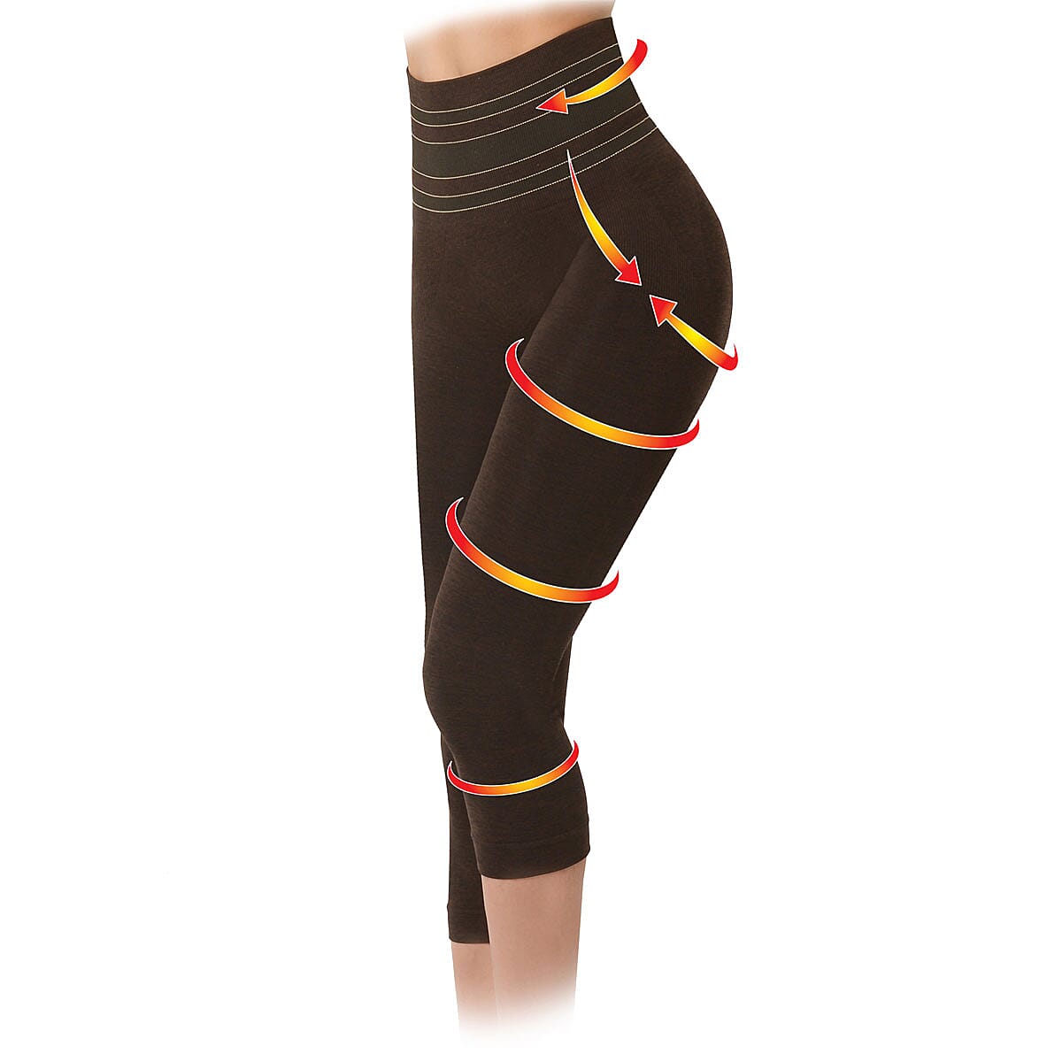 SANKOM-Black Shimmer Slimmer and Posture Shaper Capri Leggings for Exclusive Comfort (Yoga Fitness Wear)-XXL image number 2