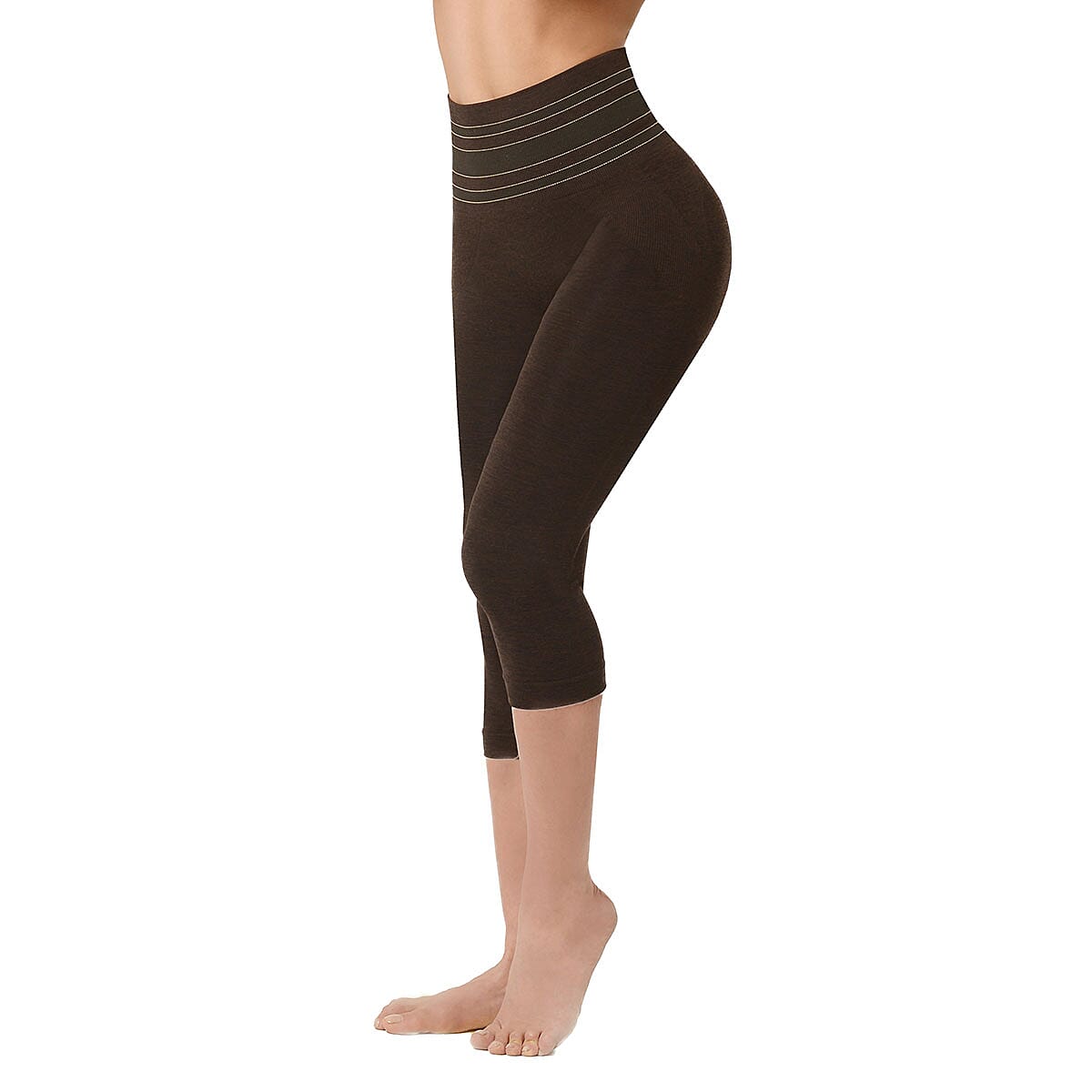 SANKOM-Black Shimmer Slimmer and Posture Shaper Capri Leggings for Exclusive Comfort (Yoga Fitness Wear)-XXL image number 3