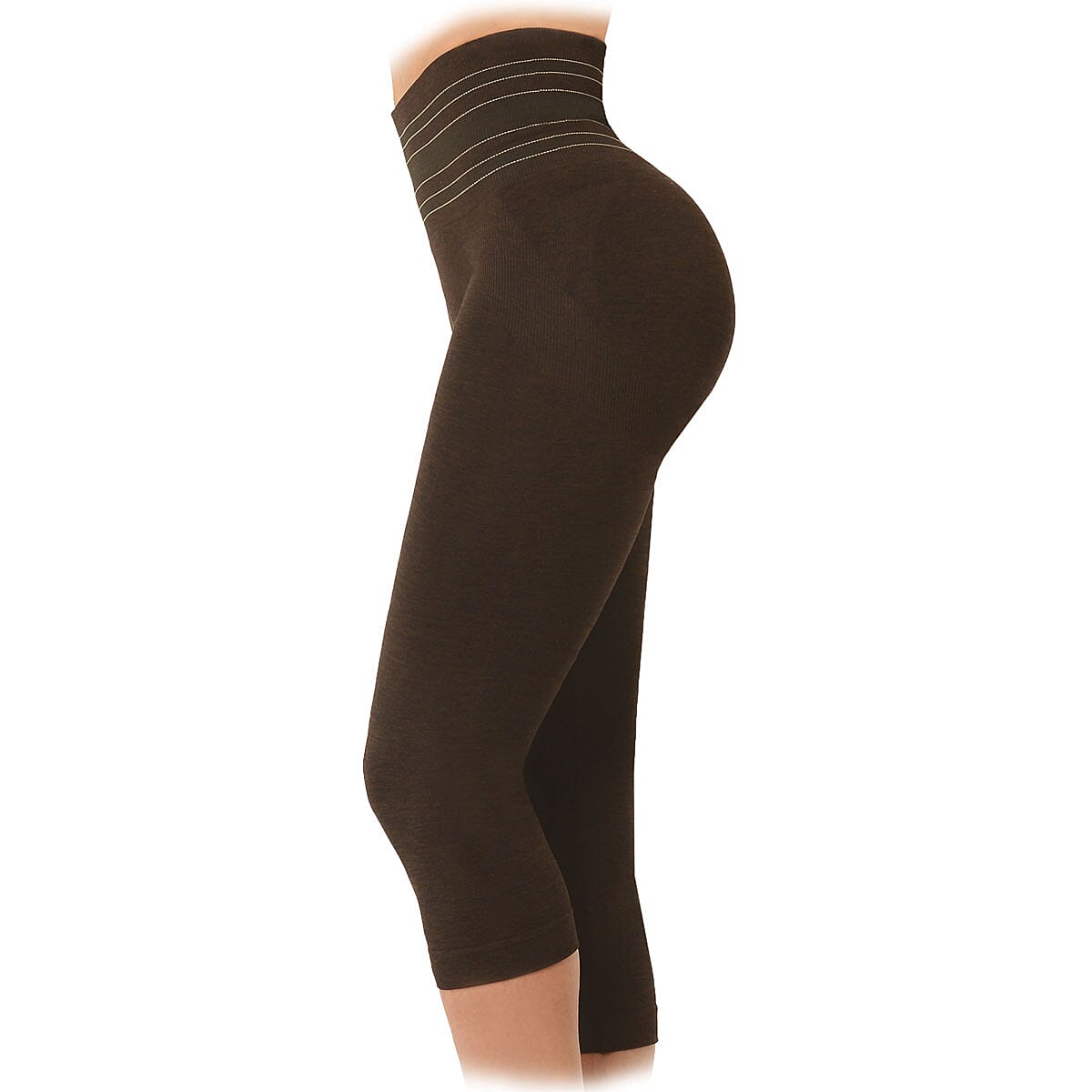 SANKOM-Black Shimmer Slimmer and Posture Shaper Capri Leggings for Exclusive Comfort (Yoga Fitness Wear)-XXL image number 4