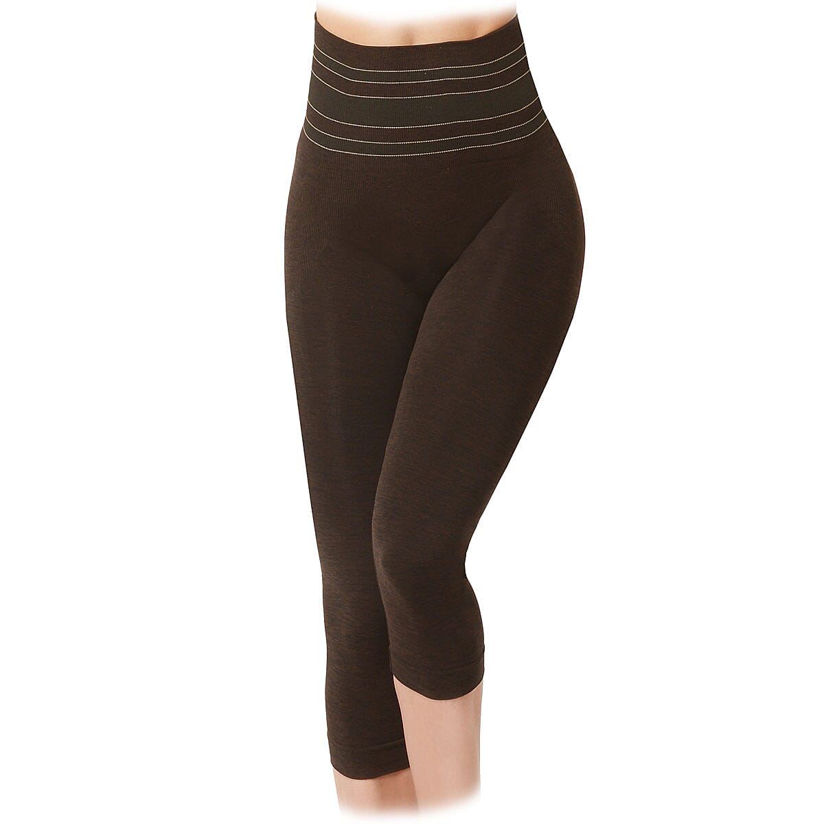 SANKOM-Black Shimmer Slimmer and Posture Shaper Capri Leggings for Exclusive Comfort (Yoga Fitness Wear)-XXL image number 5