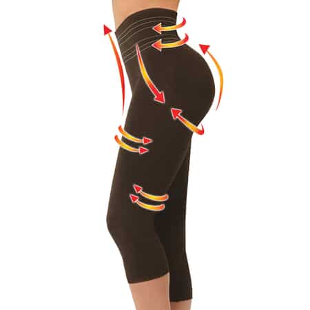 SANKOM-Brown Shimmer Slimmer and Posture Shaper Capri Leggings for Exclusive Comfort -L/XL image number 1