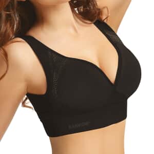 SANKOM Patent Black Wireless Posture Support Bra with Aloe Vera Fibers-XS