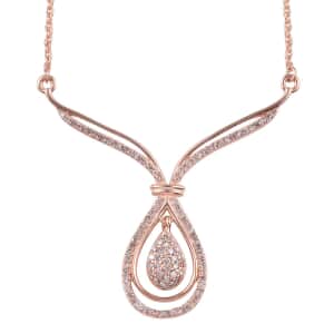 Natural Pink Diamond Inner Drop Necklace 18-20 Inches in Vermeil Rose Gold Over Sterling Silver 0.50 ctw