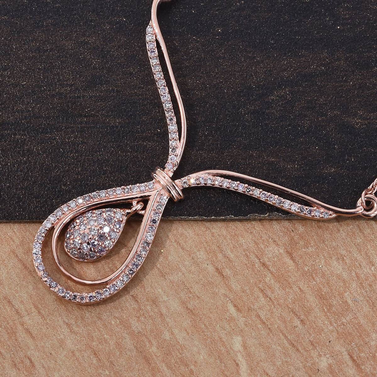 Natural Pink Diamond Inner Drop Necklace 18-20 Inches in Vermeil Rose Gold Over Sterling Silver 0.50 ctw image number 1