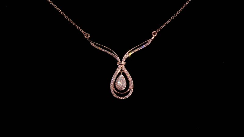 0.50 ctw Natural Pink Diamond Inner Drop Necklace 18-20 Inch in Vermeil Rose Gold Over Sterling Silver