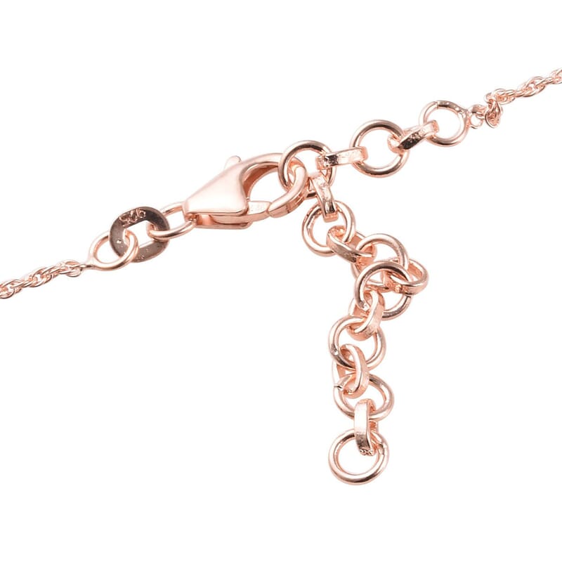 D'Joy Natural Pink Diamond Inner Drop Necklace 18-20 Inches in Vermeil Rose Gold Over Sterling Silver 0.50 ctw