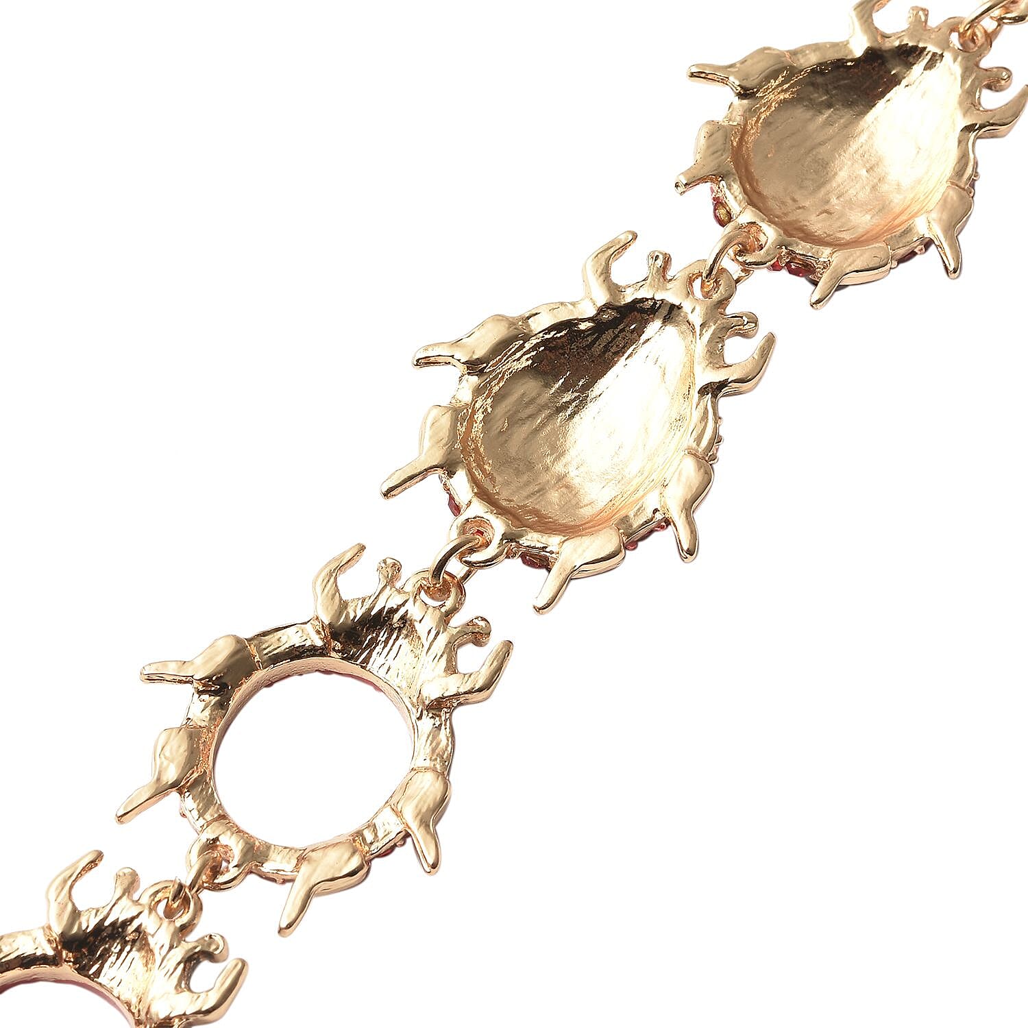 Red and Black Austrian Crystal Ladybug Bracelet in Goldtone (6.50-9In)
