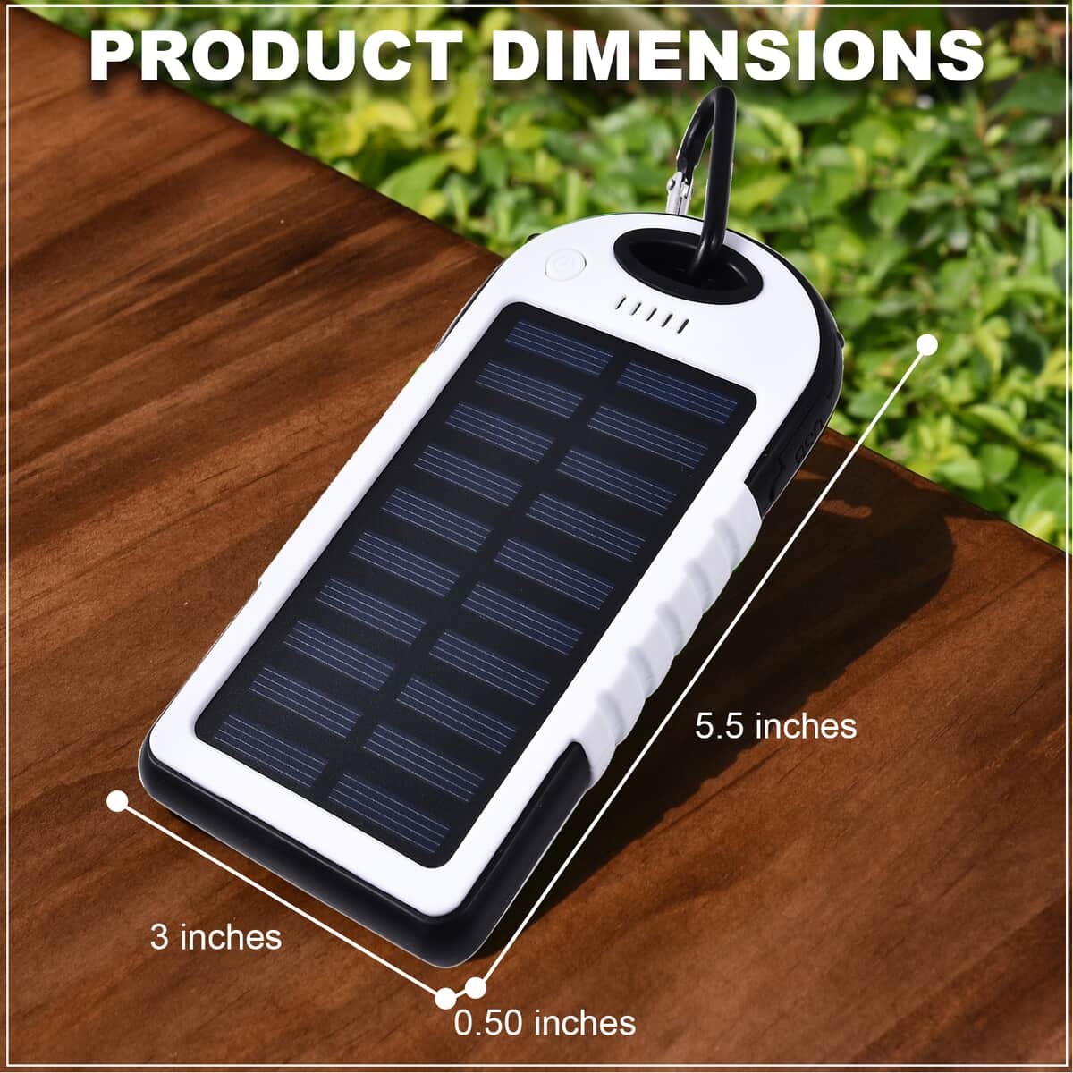 HOMESMART White Carabiner Solar 5000 mAh Battery Charger with USB & Emergency LED Torch image number 3