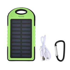 Homesmart Lime Green Carabiner Solar 5000 mAh Battery Charger with USB & Emergency LED Torch