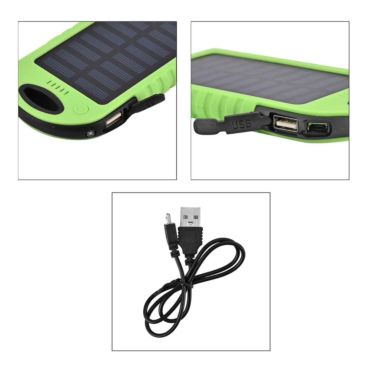 Homesmart Lime Green Carabiner Solar 5000 mAh Battery Charger with USB & Emergency LED Torch image number 5