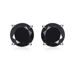 Thai Black Spinel Stud Earrings in Sterling Silver 2.00 ctw