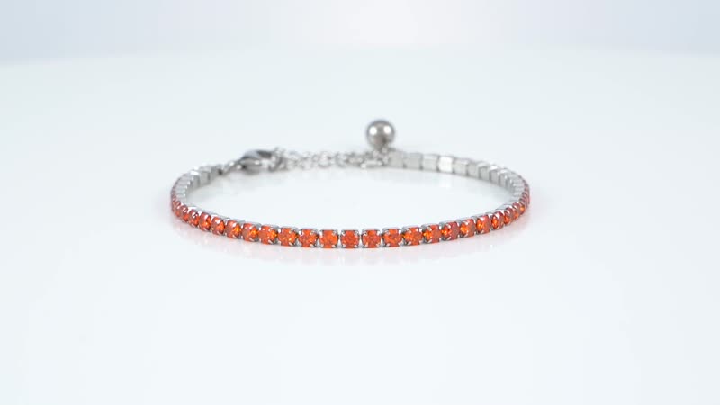 Simulated Orange Diamond Tennis Bracelet in Stainless Steel (6.50 In)
