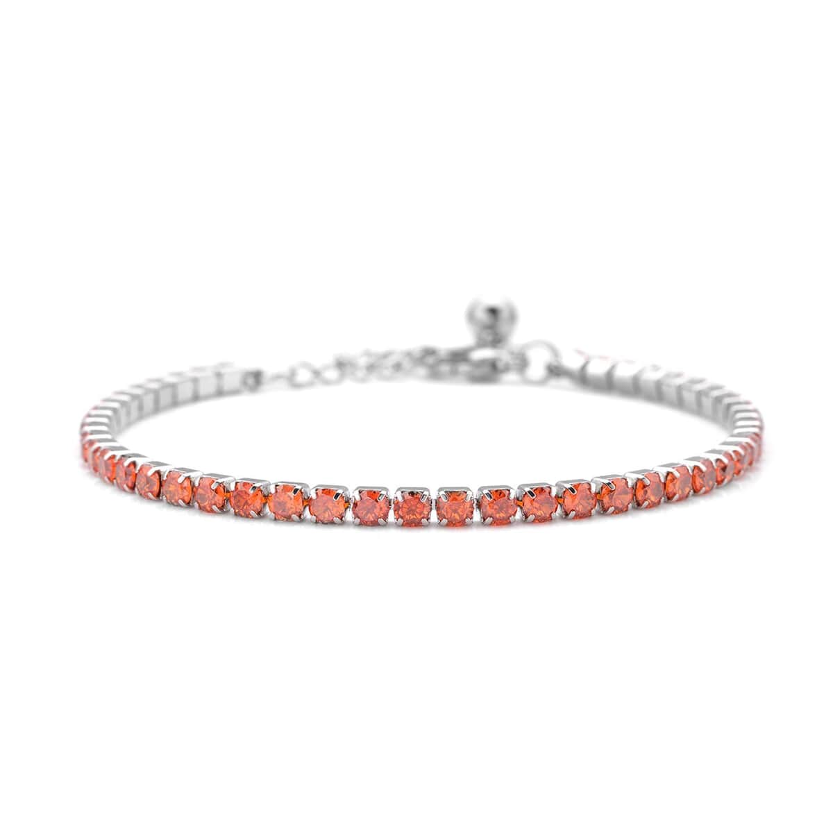 Simulated Orange Diamond Tennis Bracelet in Stainless Steel, Birthday Gifts For Women (6.50-8.50In) image number 2