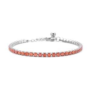 Simulated Orange Diamond Tennis Bracelet in Stainless Steel, Birthday Gifts For Women (6.50-8.50In)