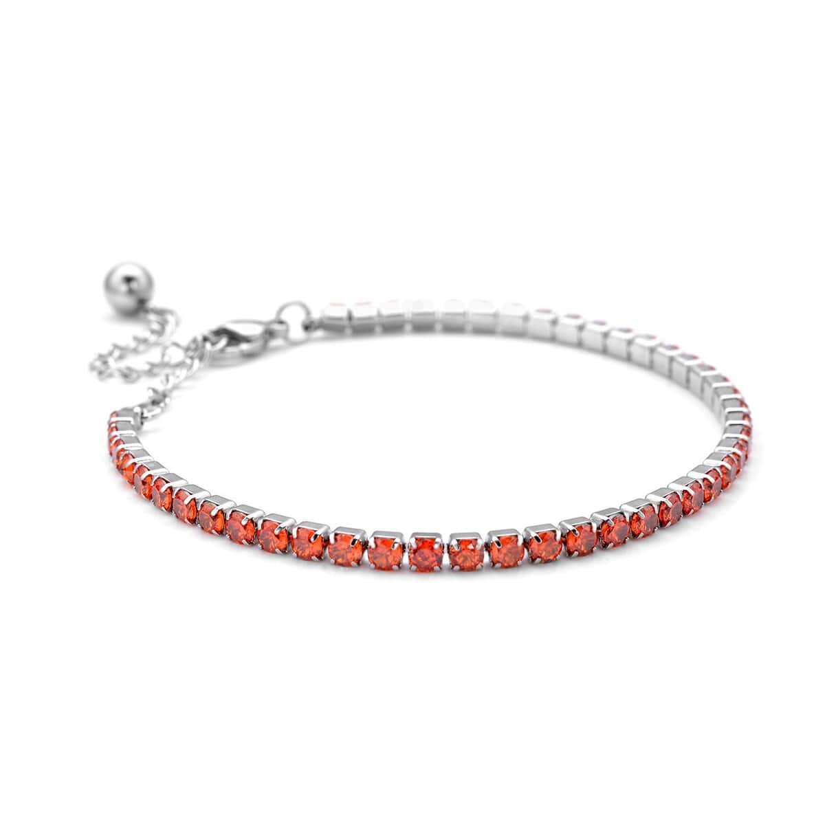 Simulated Orange Diamond Tennis Bracelet in Stainless Steel, Birthday Gifts For Women (6.50-8.50In) image number 3