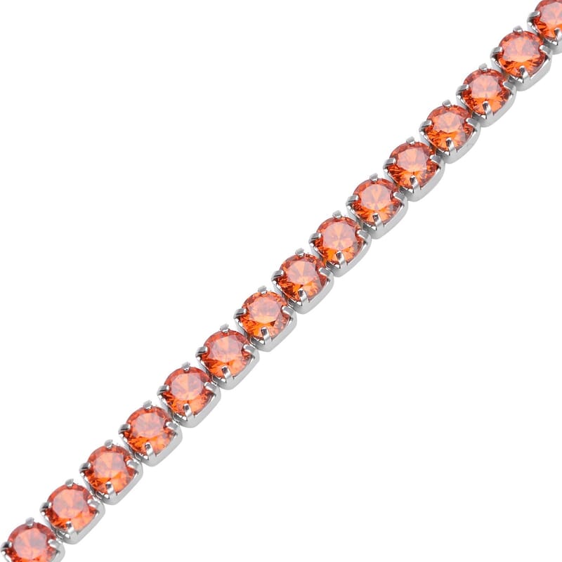 Simulated Orange Diamond Tennis Bracelet in Stainless Steel, Birthday Gifts For Women (6.50-8.50In)