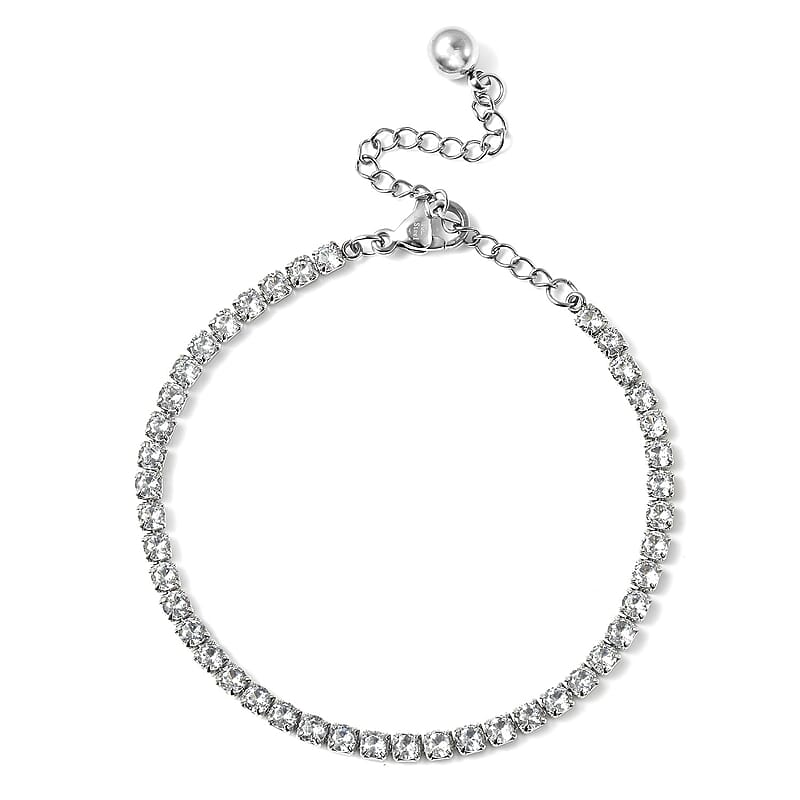 Simulated Diamond Tennis Bracelet in Stainless Steel (6.50-8.50In)