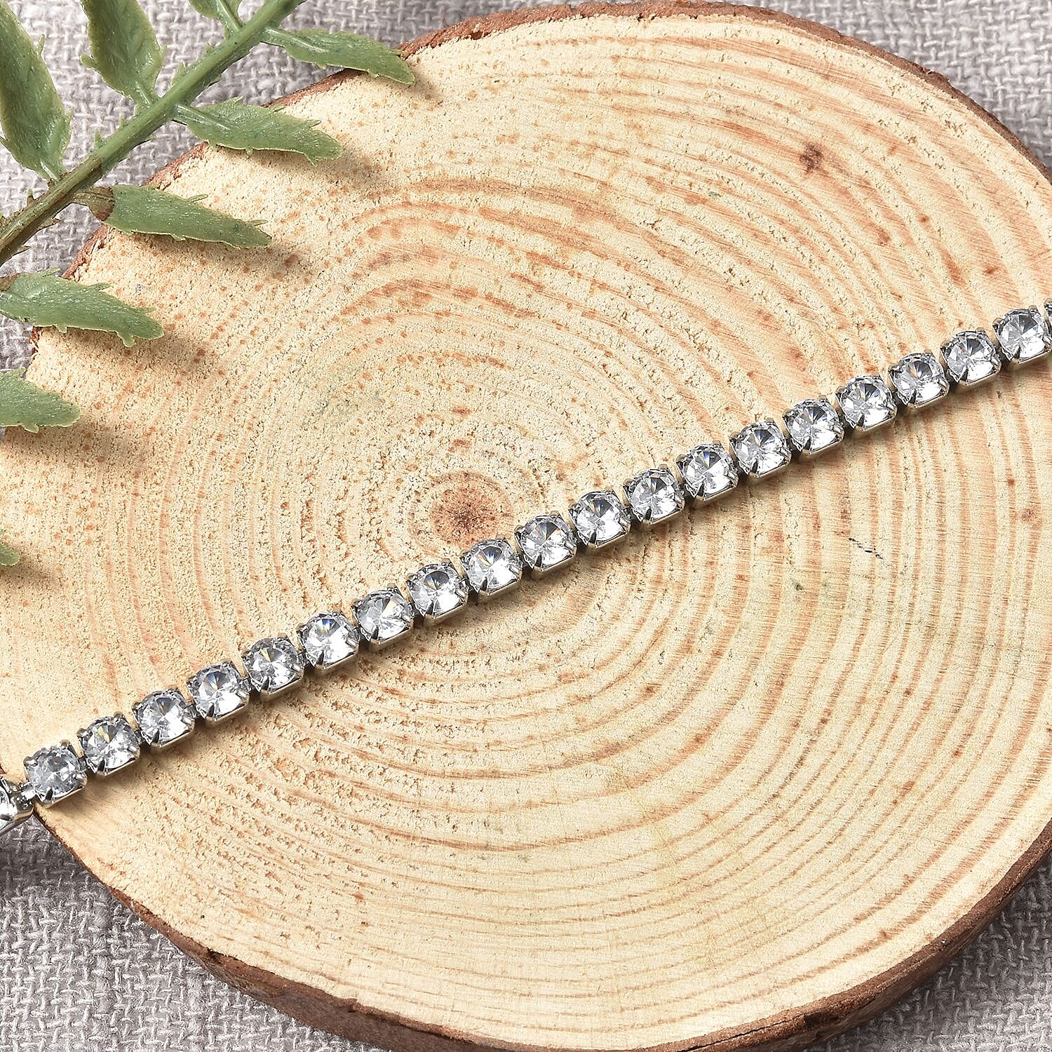 Simulated Diamond Tennis Bracelet in Stainless Steel (6.50-8.50In)