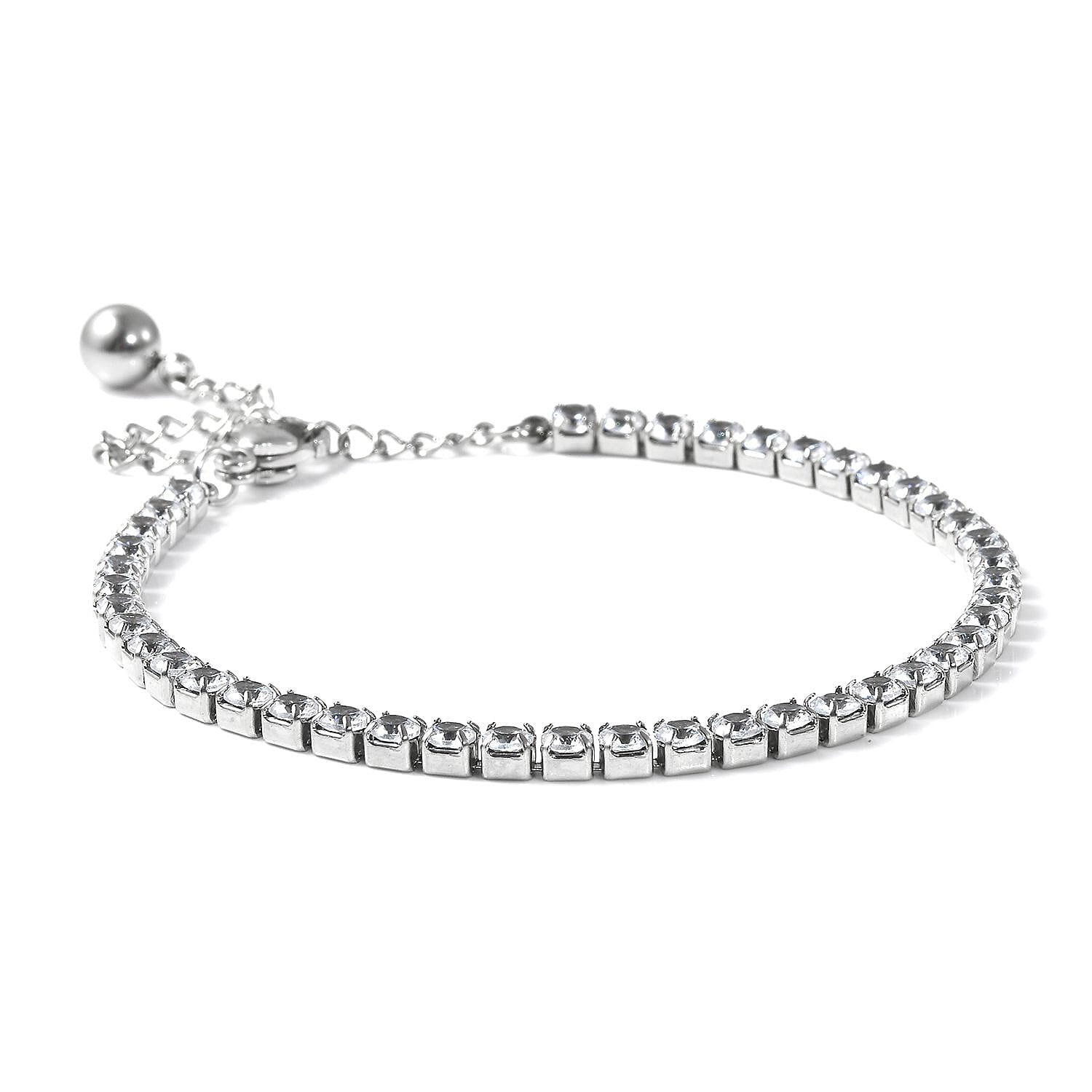 Simulated Diamond Tennis Bracelet in Stainless Steel (6.50-8.50In)