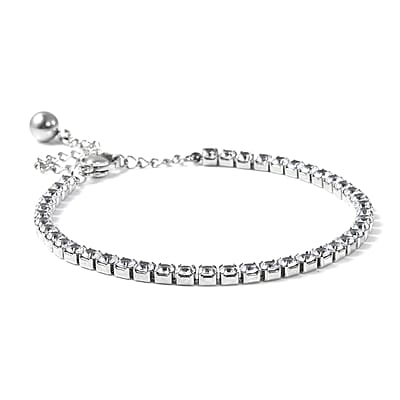 Simulated Diamond Tennis Bracelet in Stainless Steel (6.50-8.50In)