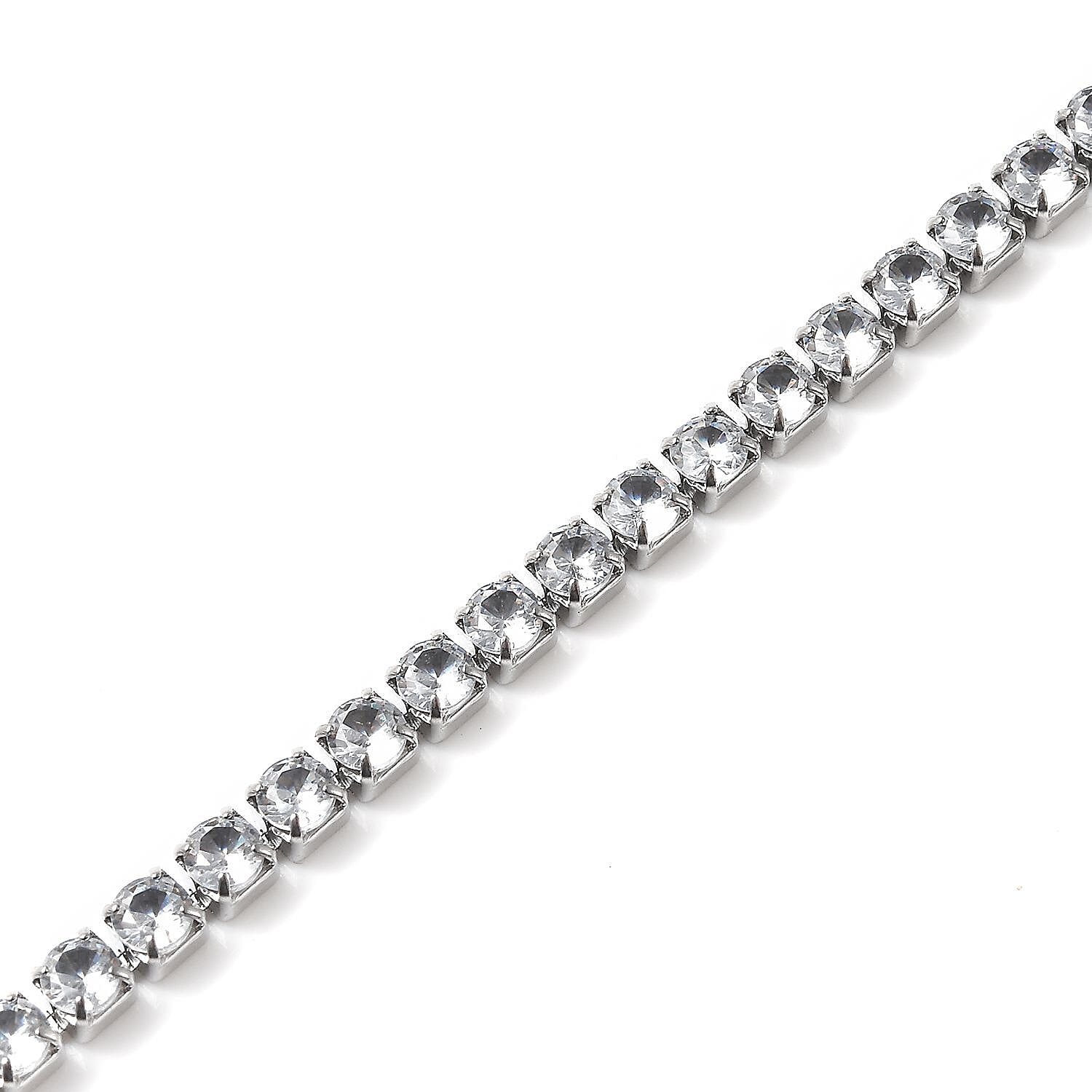 Simulated Diamond Tennis Bracelet in Stainless Steel (6.50-8.50In)