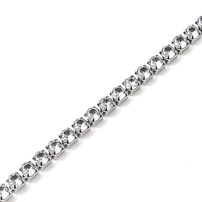 Simulated Diamond Tennis Bracelet in Stainless Steel (6.50-8.50In)